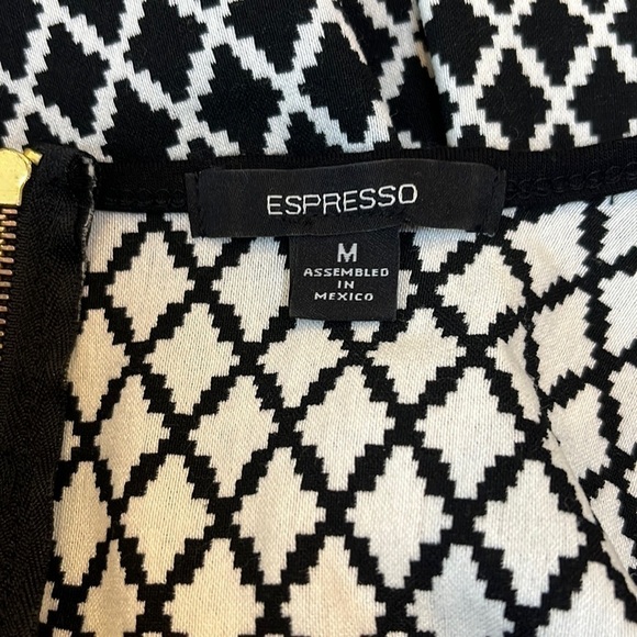 ESPRESSO Argyle Diamond Geometric Fitted Bodycon Dress Size Medium Stretch Knit - Picture 6 of 8